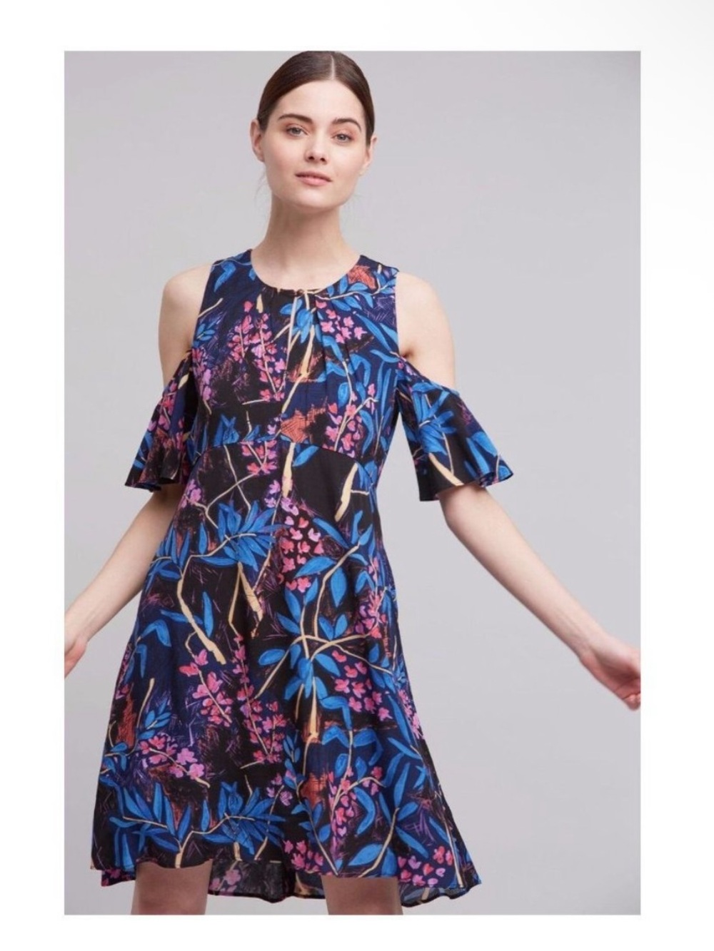 Maeve by Anthropologie Elia Open Cold Shoulder Floral Midi Dress Size 12P NWT